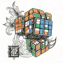 generate me a rubiks cube tatoo with the colors form the letter L tattoo design idea