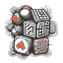 generate me a rubiks cube tatoo with the colors form the letter L tattoo design idea