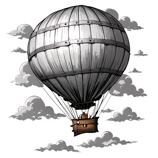 the whiskey barrel hot air balloon tattoo design idea