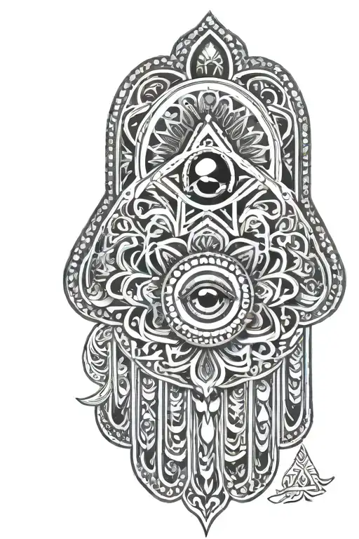 hamsa with eye of ra mandala design incorporating tattoo design idea
