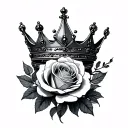 crown and ros e tattoo design idea