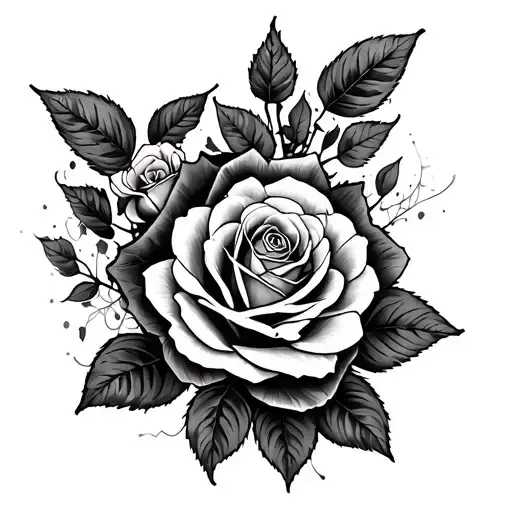 roses and spiders web tattoo design idea
