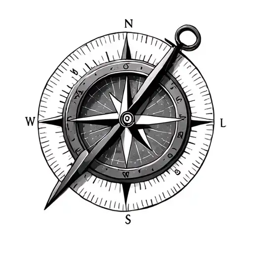 Compass with a hidden C in the middle tattoo design idea