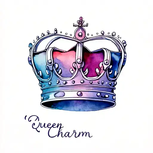 "Charm" Queen's Crown with Name tattoo design idea