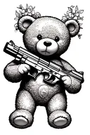 Guns and teddy bears tattoo design idea