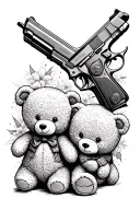 Guns and teddy bears tattoo design idea
