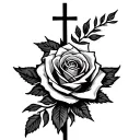I can do all things through Christ who strengthens me with cross and rose tattoo design idea