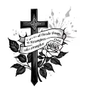 I can do all things through Christ who strengthens me with cross and rose tattoo design idea