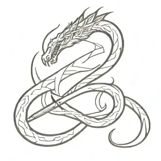 snake, dragon, sword, masculine, prison tattoo design idea