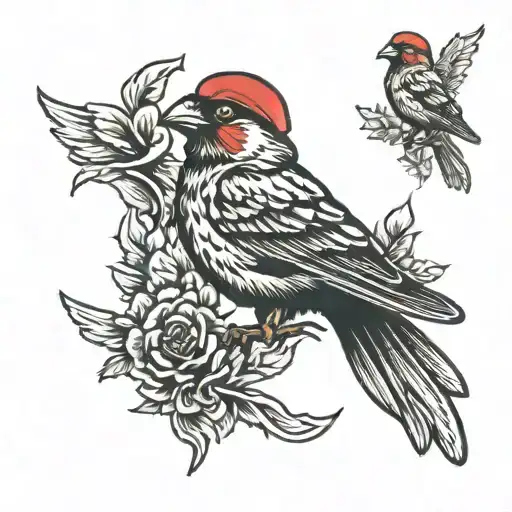 zombie sparrow flying tattoo design idea