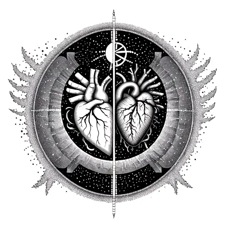 alignment of mind, heart, and body intuition (gut feeling), each represented by one symbol. circle around all tattoo design idea