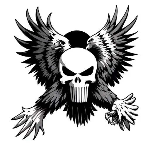 punisher and eagle soaring tattoo design idea