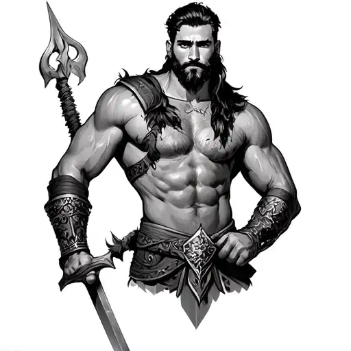 male pinup viking warrior tattoo design idea