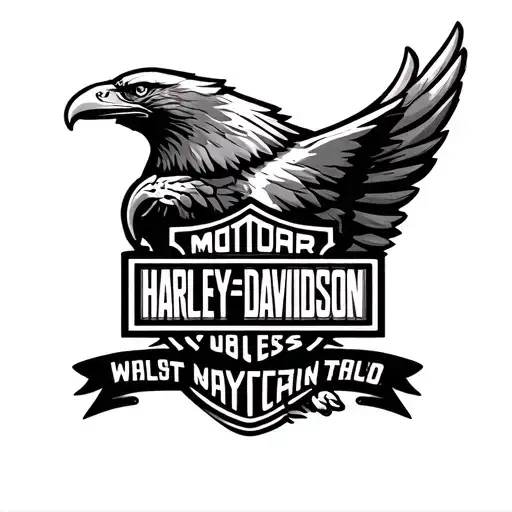 Harley Davidson badge with the eagle holding it tattoo design idea