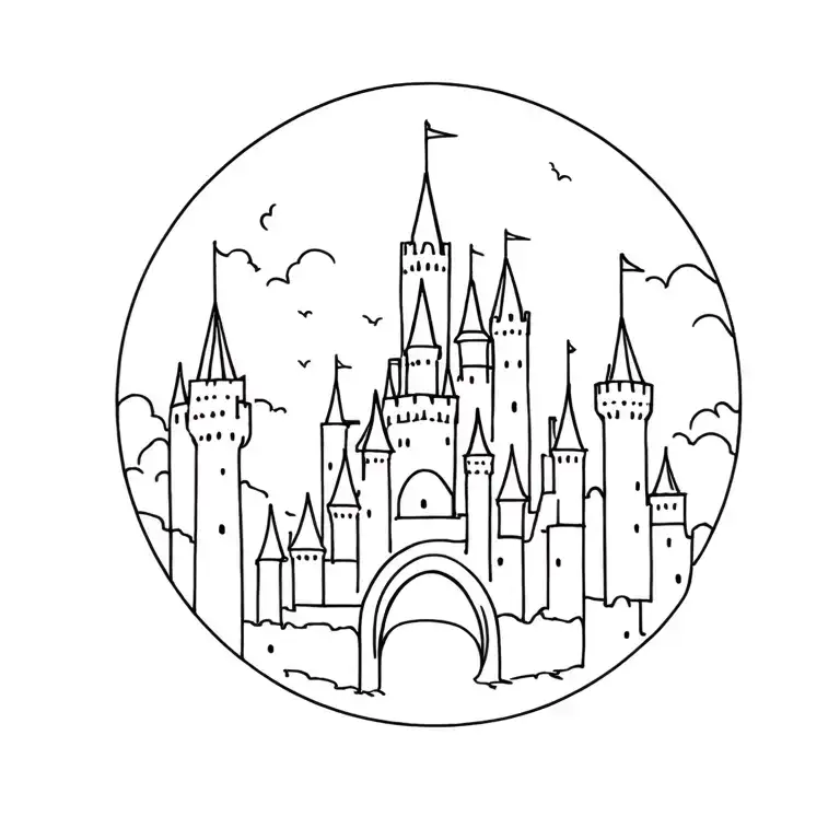 Walt Disney castle tattoo design idea