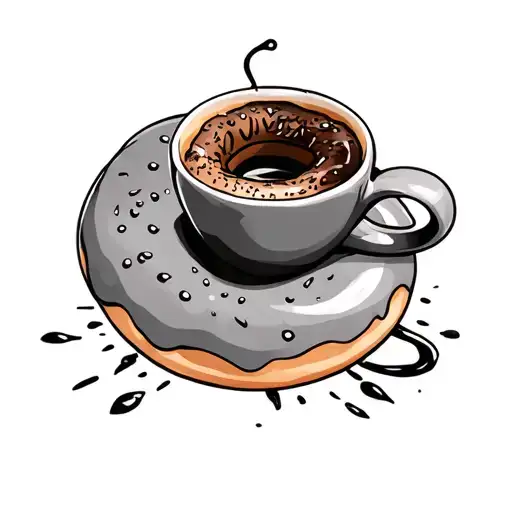 donut and coffee tattoo design idea