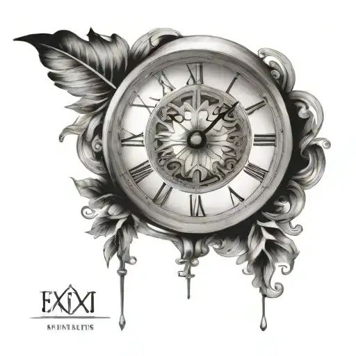 simple Roman numeral clock face tattoo design idea