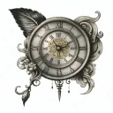 simple Roman numeral clock face tattoo design idea