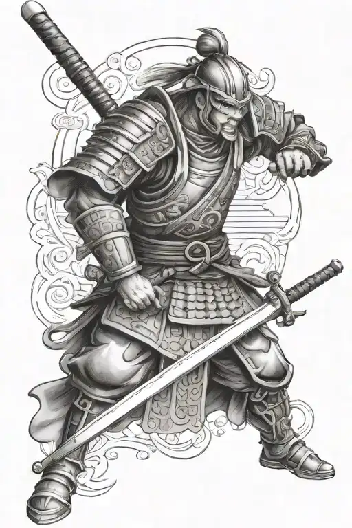 Catholic Samurai warrior tattoo design idea