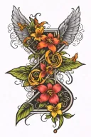 Angel numbers 444 with the jamaican national flowers all around the numbers. Add butterflies around some of the flowers tattoo design idea