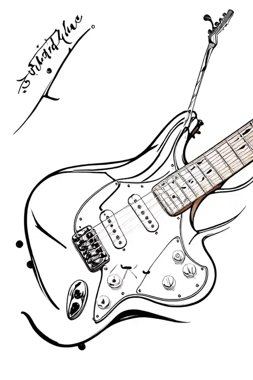 forearm fender strat guitar modern geomteric motifs tattoo design idea