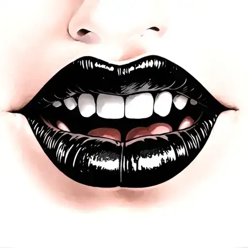 lips and fangs tattoo design idea