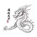 A CHINESE DARGON WITH The LETTERS JAC as part of THE BODY OF THE DARGON tattoo design idea