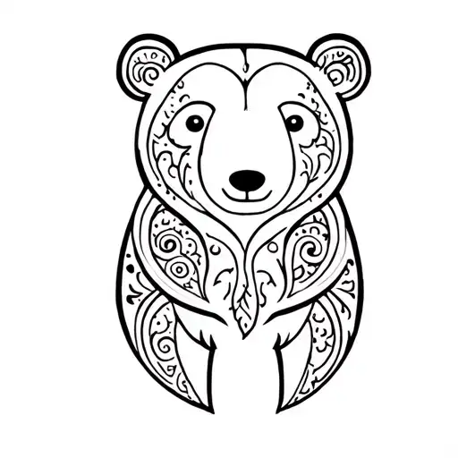 simple bear outline, with paisleys inside. tattoo design idea