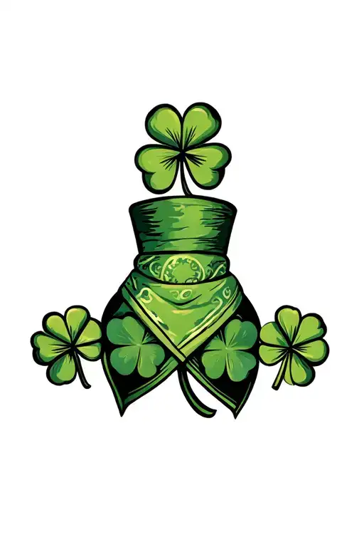 shamrock with green bandanna tattoo design idea