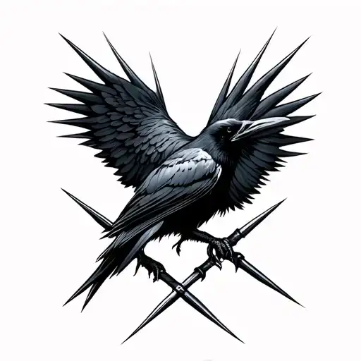 raven spikes crossed over each tattoo design idea