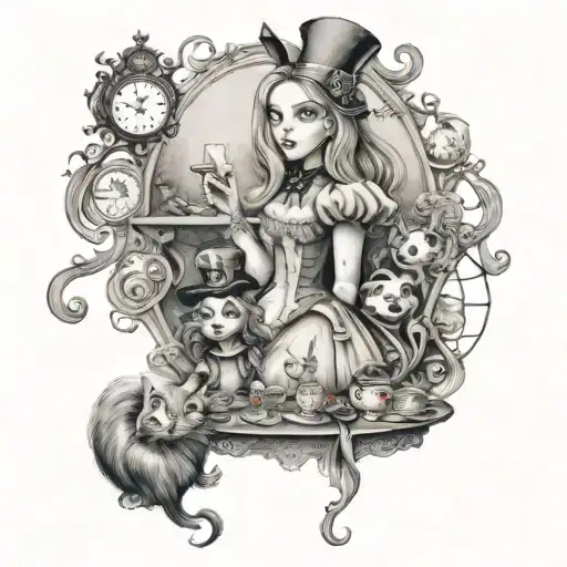 Alice in Wonderland from Tim Burton inspired tattoo tattoo design idea