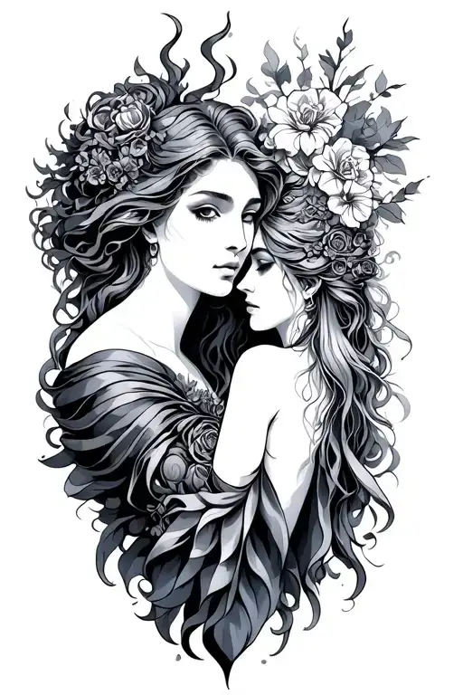 hades and persephone tattoo design idea