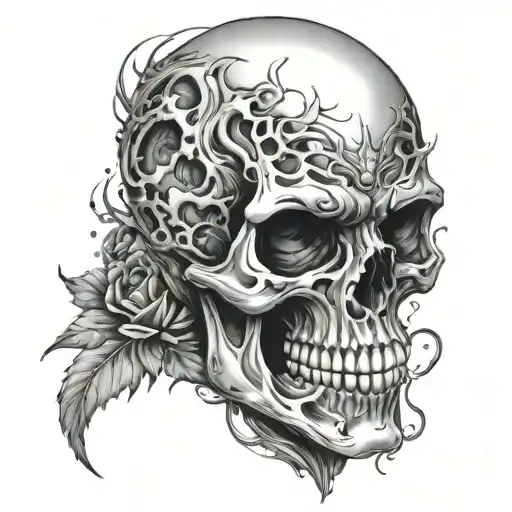 skull face tattoo design idea