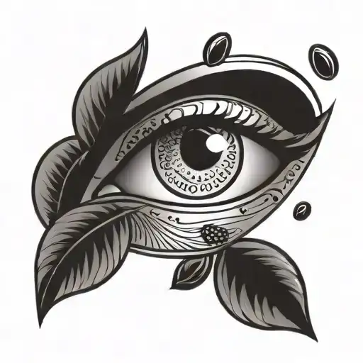 A stylized eye design with coffee beans instead of eyelashes, symbolizing the client's occupation as a barista and their passion for vision and coffee tattoo design idea