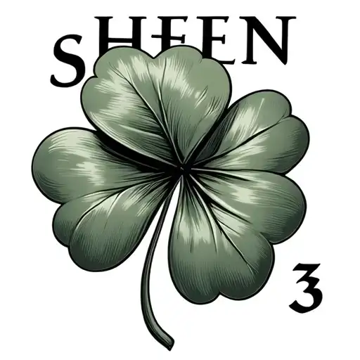 three leaf clover with the name Shen with the number 3 to replace the e in Shen tattoo design idea
