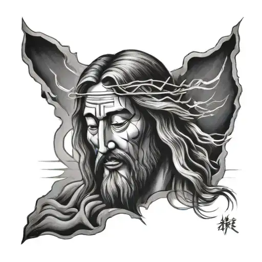 japanese jesus tattoo design idea