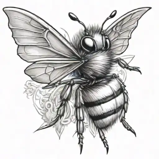 a bumblebee holding a trident tattoo design idea
