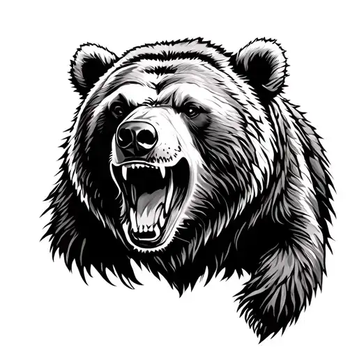 Native American Grizzly bear roaring tattoo design idea