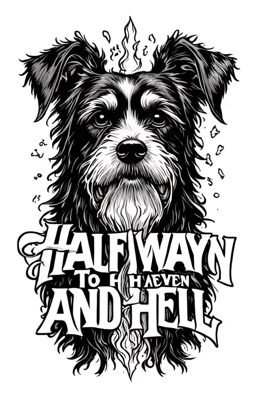 "Halfway to Heaven and Hell" Hell Hound tattoo design idea