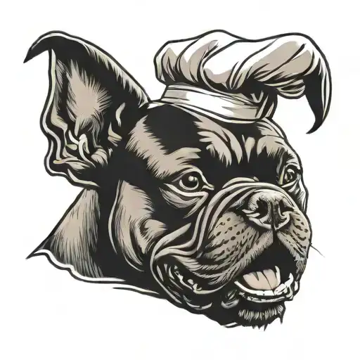 American bully in a chef cooking tattoo design idea