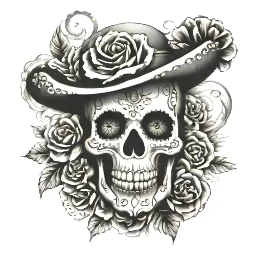 day of the dead skul 3 ojos tattoo design idea