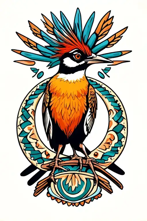 roadrunner with a Zia symbol tattoo design idea
