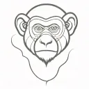 monkey face split vertically down the middle. minimalist style like a caveman painted it on a wall tattoo design idea