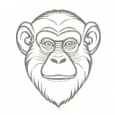 monkey face split vertically down the middle. minimalist style like a caveman painted it on a wall tattoo design idea