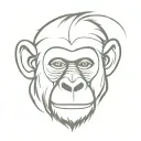 monkey face split vertically down the middle. minimalist style like a caveman painted it on a wall tattoo design idea