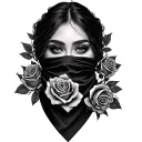 Roses bandana covering face tattoo design idea