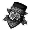 Roses bandana covering face tattoo design idea