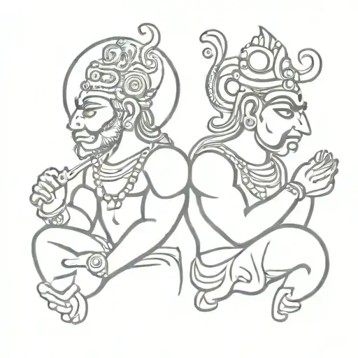 hanuman gada shivji damroo krishna chakra tattoo design idea
