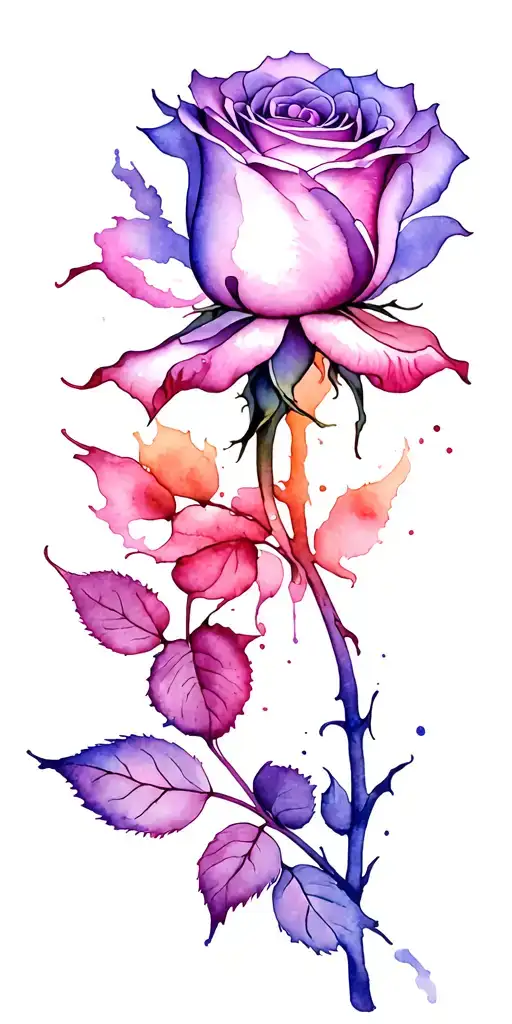 closed rose with long shaft  tattoo design idea