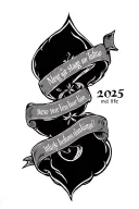 Generate a chest tattoo sketch on the topic: 2025 year new stage in life. Inscription in Georgian. tattoo design idea